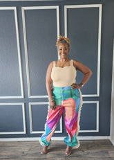 TROPICAL FRINGE HOT PANTS