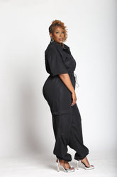 UTILITY CARGO JUMPSUIT - CURVY