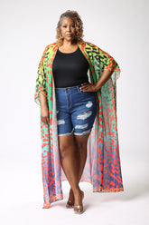 MULTI COLOR LEOPARD KIMONO - CURVY