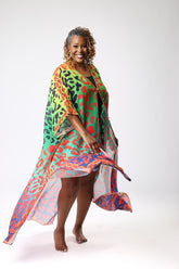 MULTI COLOR LEOPARD KIMONO - CURVY