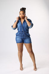 DENIM SHAWTY ROMPER