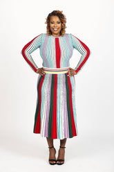 STRIPE SWEATER DRESS - CURVY