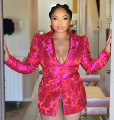 SHADES OF RED JACQUARD BLAZER