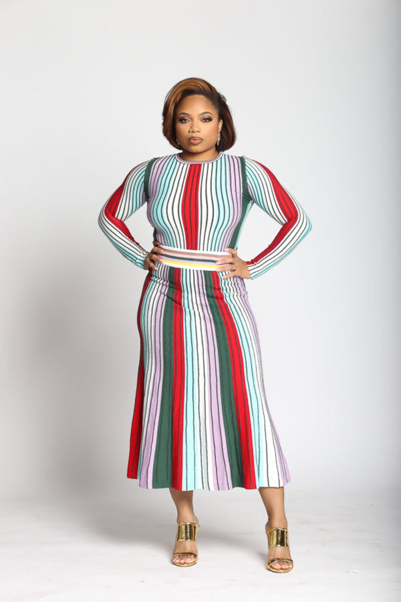 STRIPE SWEATER DRESS